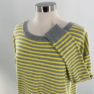 GAP Women’s Yellow Green Lightweight Stripped Hi-Low Sweater Small (Oversized)